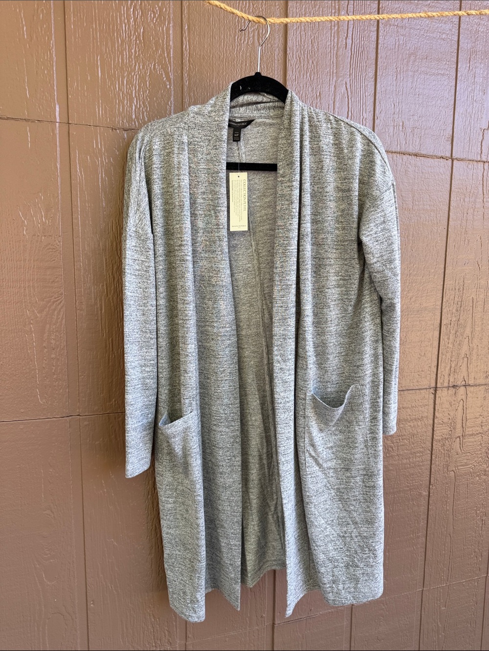 Banana Republic Outlet NWT Light Gray Open-Front Knit Cardigan
